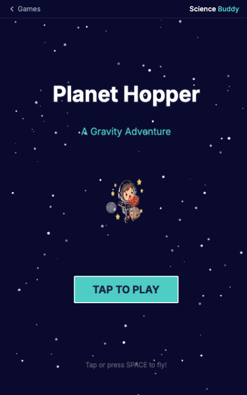 Planet Hopper game menu